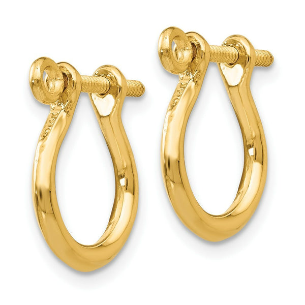 14K Yellow Gold Shackle Link Screw Earrings