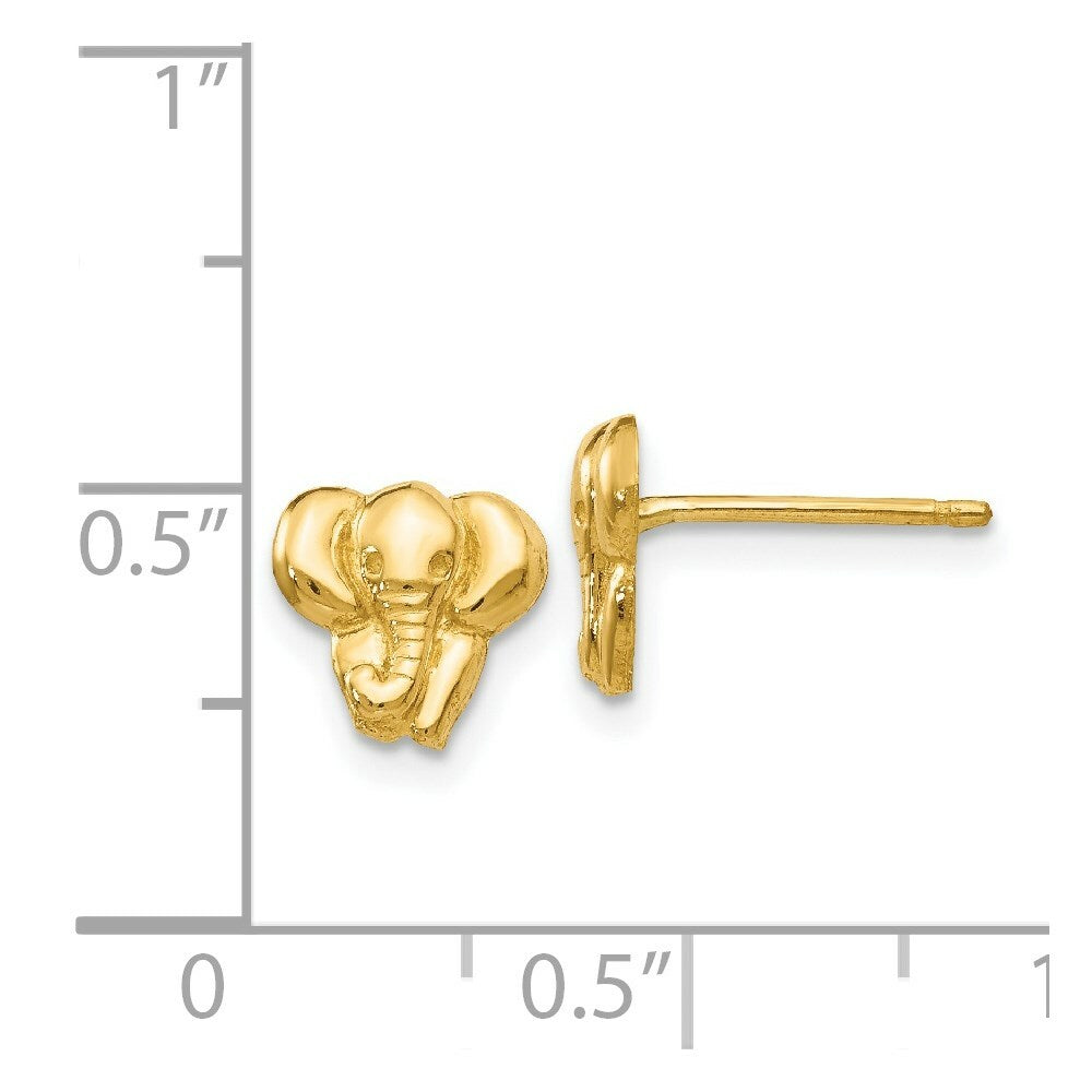 14K Yellow Gold Elephant Earrings