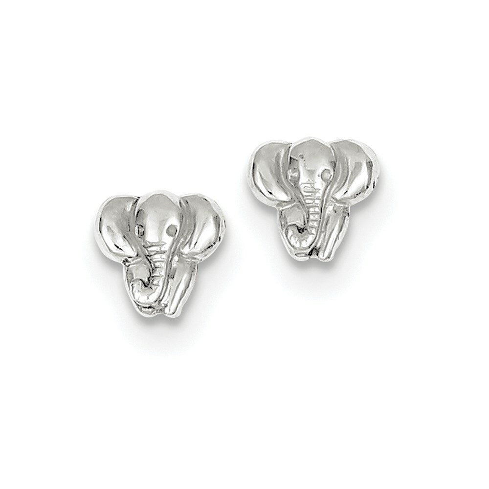 14k White Gold Elephant Earrings