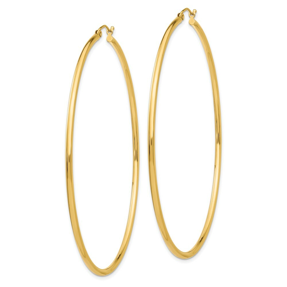 14K Yellow Gold Hoop Earrings  70mm length
