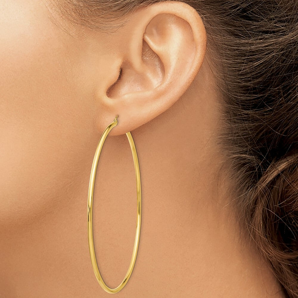 14K Yellow Gold Hoop Earrings  75mm length