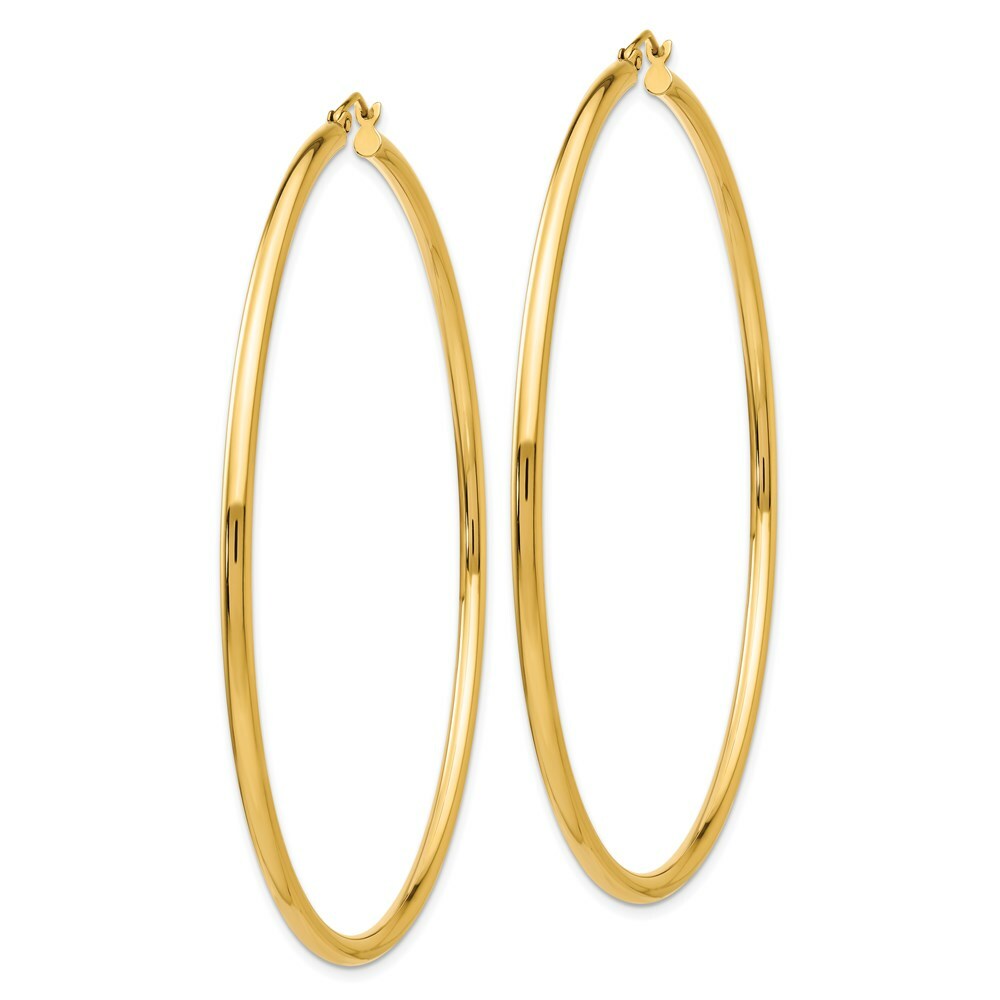 14K Yellow Gold Hoop Earrings  70mm length