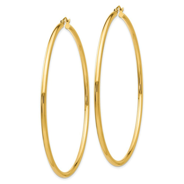14K Yellow Gold Hoop Earrings  70mm length