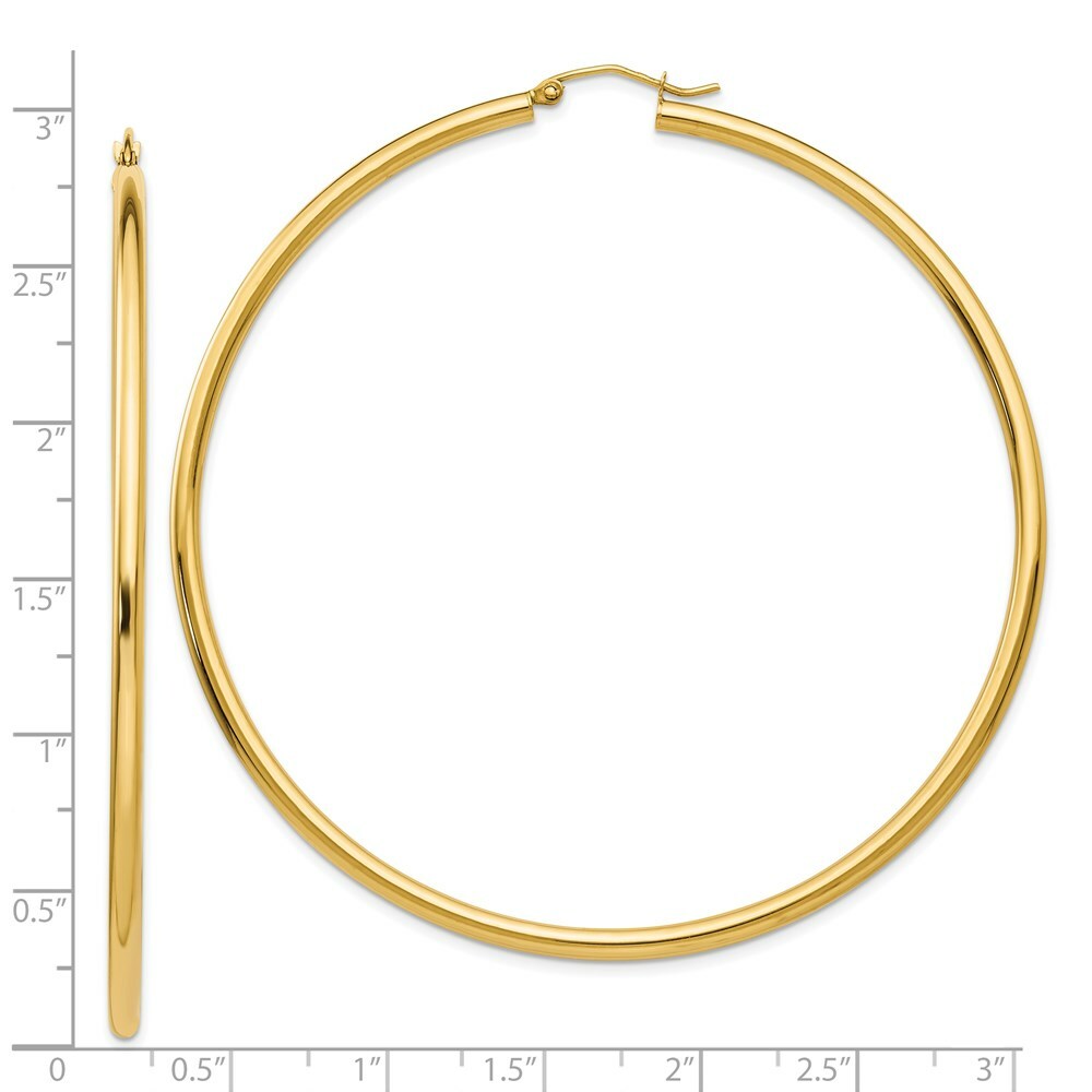 14K Yellow Gold Hoop Earrings  70mm length