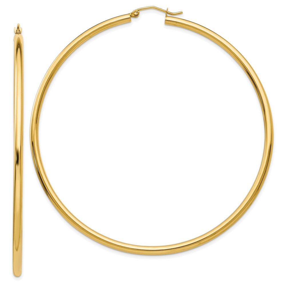 14K Yellow Gold Hoop Earrings  70mm length