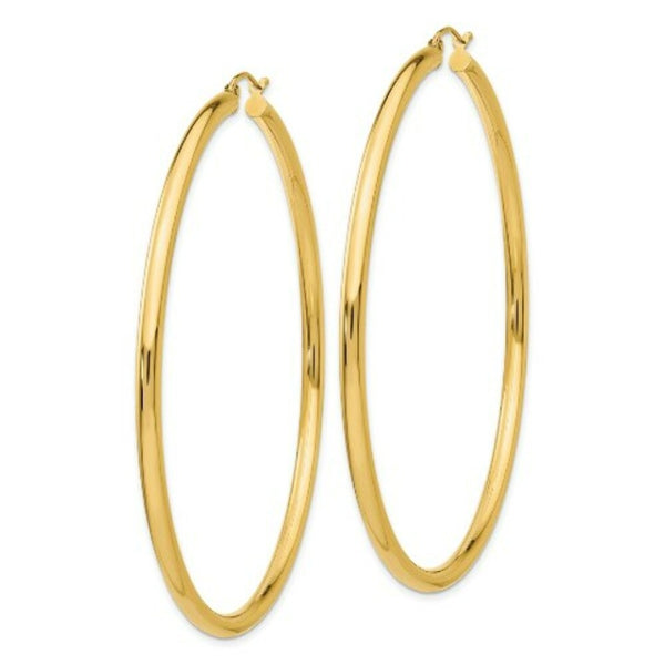 14K Yellow Gold Hoop Earrings  70mm length