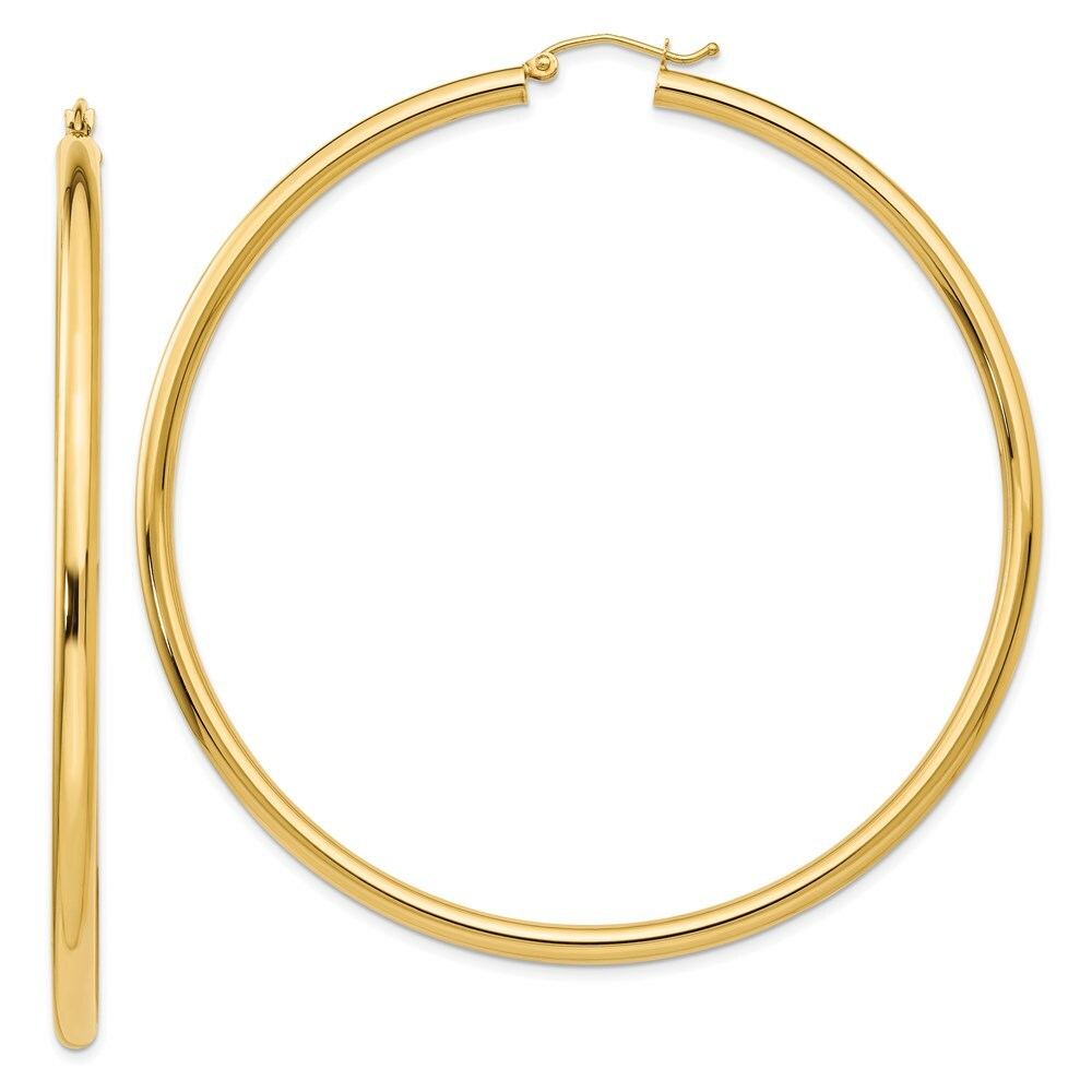 14K Yellow Gold Hoop Earrings  70mm length