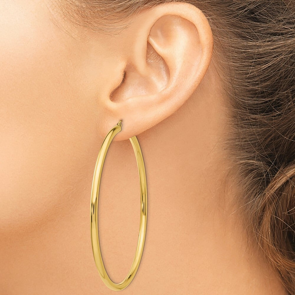 14K Yellow Gold Hoop Earrings  70mm length