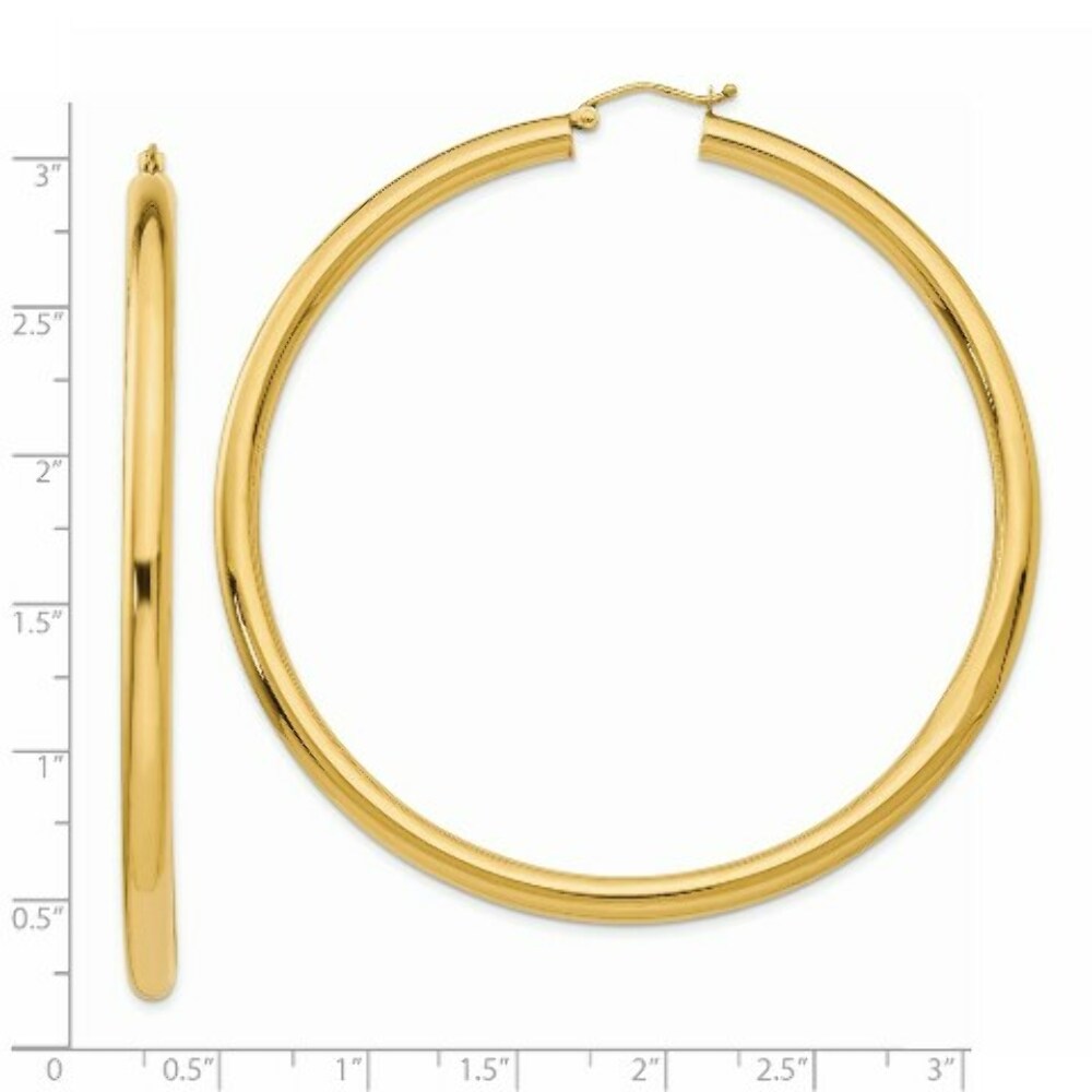 14K Yellow Gold Hoop Earrings  70mm length