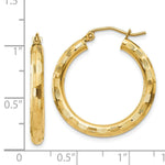 Load image into Gallery viewer, 14K Yellow Gold Textured Hoop Earrings 25mm length
