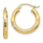 Load image into Gallery viewer, 14K Yellow Gold Textured Hoop Earrings 20mm length
