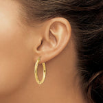 Load image into Gallery viewer, 14K Yellow Gold Textured Hoop Earrings 30mm length
