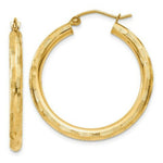 Load image into Gallery viewer, 14K Yellow Gold Textured Hoop Earrings 30mm length
