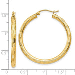 Load image into Gallery viewer, 14K Yellow Gold Textured Hoop Earrings 35mm length
