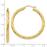 Load image into Gallery viewer, 14K Yellow Gold Textured Hoop Earrings 40mm length
