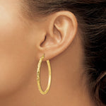 Load image into Gallery viewer, 14K Yellow Gold Textured Hoop Earrings 45mm length
