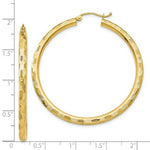 Load image into Gallery viewer, 14K Yellow Gold Textured Hoop Earrings 45mm length
