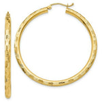 Load image into Gallery viewer, 14K Yellow Gold Textured Hoop Earrings 45mm length
