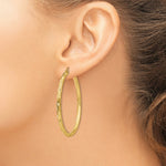 Load image into Gallery viewer, 14K Yellow Gold Textured Hoop Earrings 50mm length
