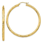 Load image into Gallery viewer, 14K Yellow Gold Textured Hoop Earrings 50mm length
