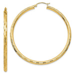 Load image into Gallery viewer, 14K Yellow Gold Textured Hoop Earrings 55mm length
