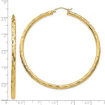 Load image into Gallery viewer, 14K Yellow Gold Textured Hoop Earrings 60mm length
