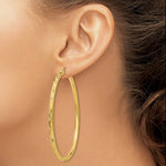 Load image into Gallery viewer, 14K Yellow Gold Textured Hoop Earrings 65mm length
