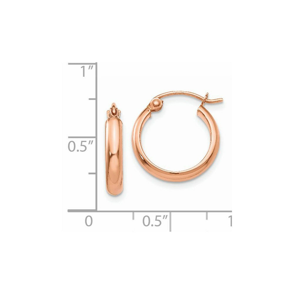 14K Rose Gold Hoop Earrings  15mm length