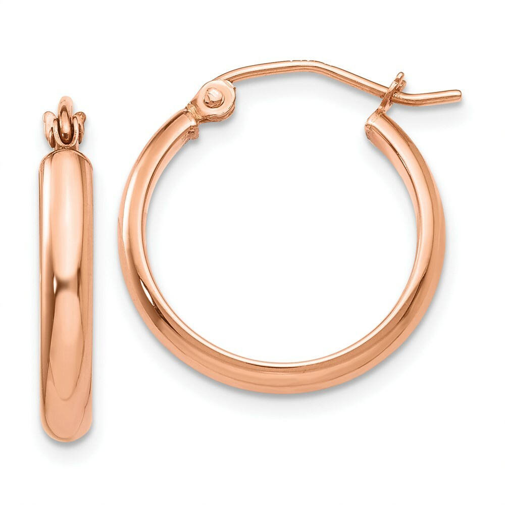 14K Rose Gold Hoop Earrings  18mm length