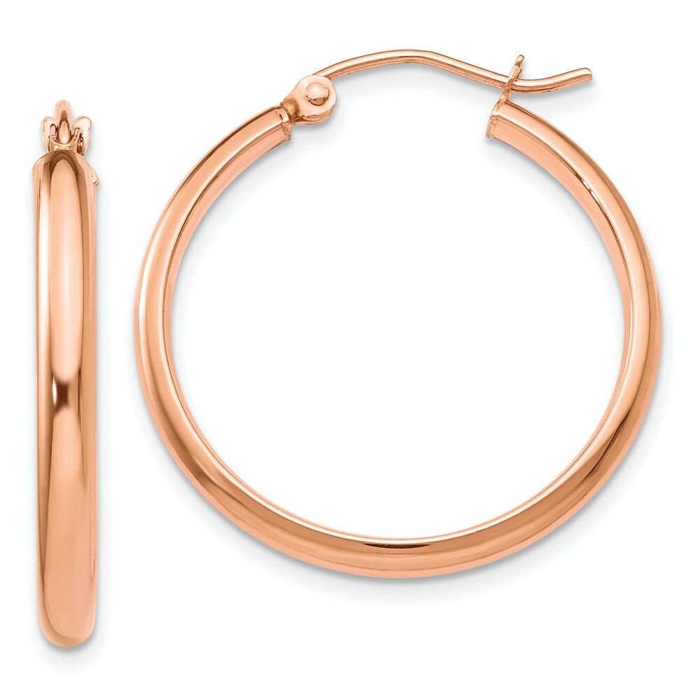 14K Rose Gold Hoop Earrings  25mm length