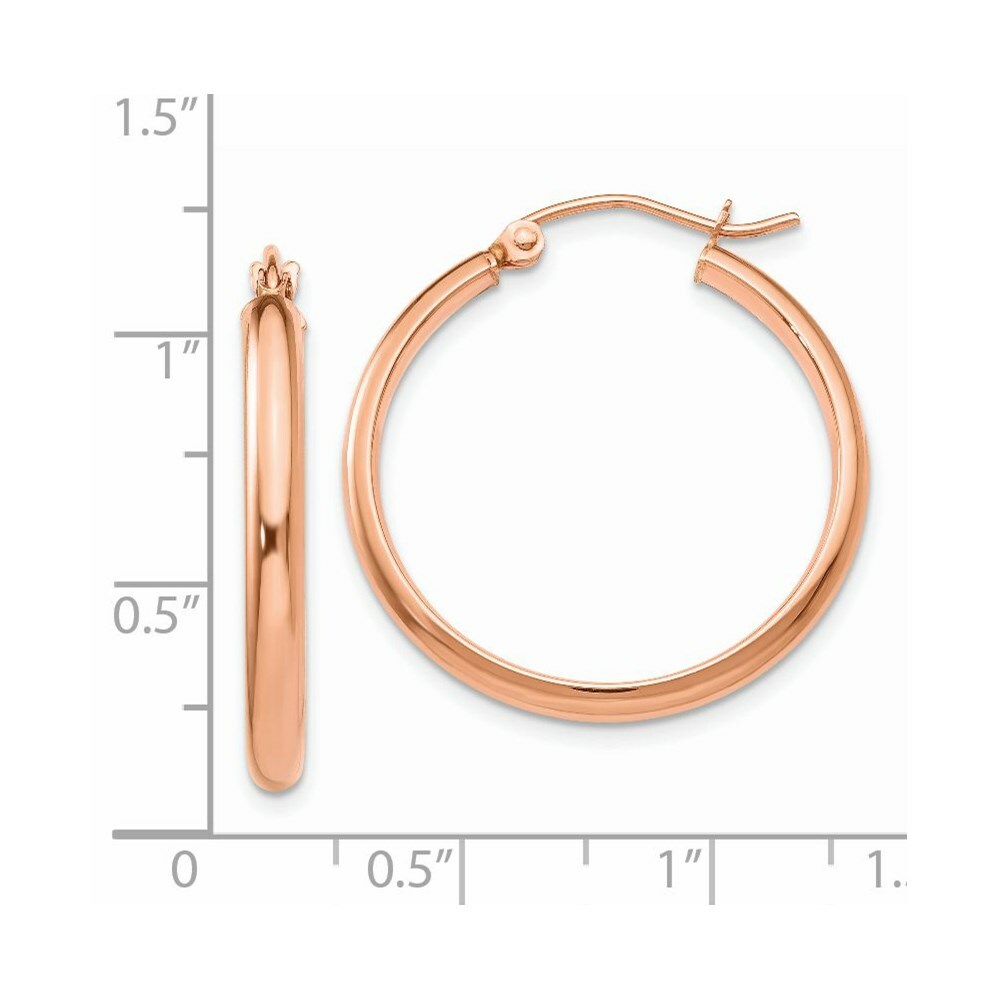 14K Rose Gold Hoop Earrings  25mm length