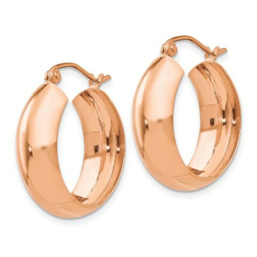 14K Rose Gold Hoop Earrings  21mm length