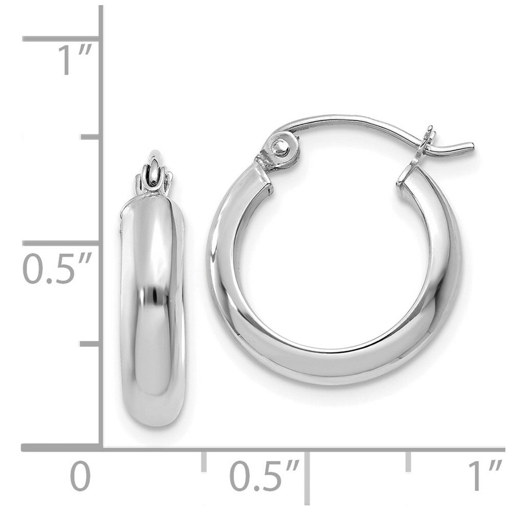 14K White Gold Hoop Earrings  19mm length