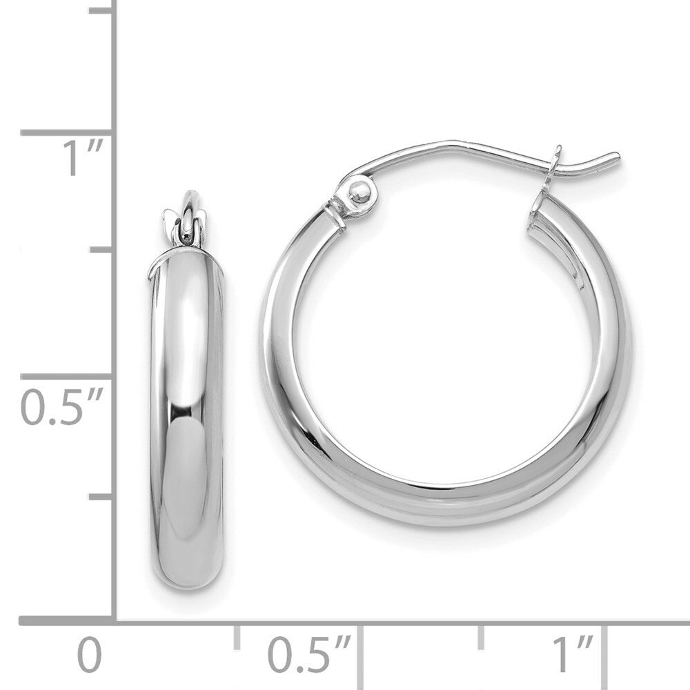 14K White Gold Hoop Earrings  20mm length