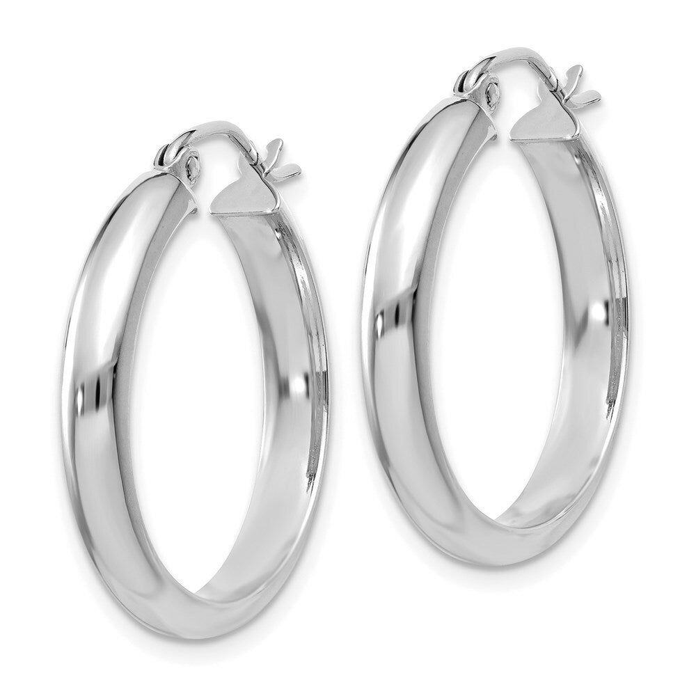 14K White Gold Hoop Earrings  26mm length