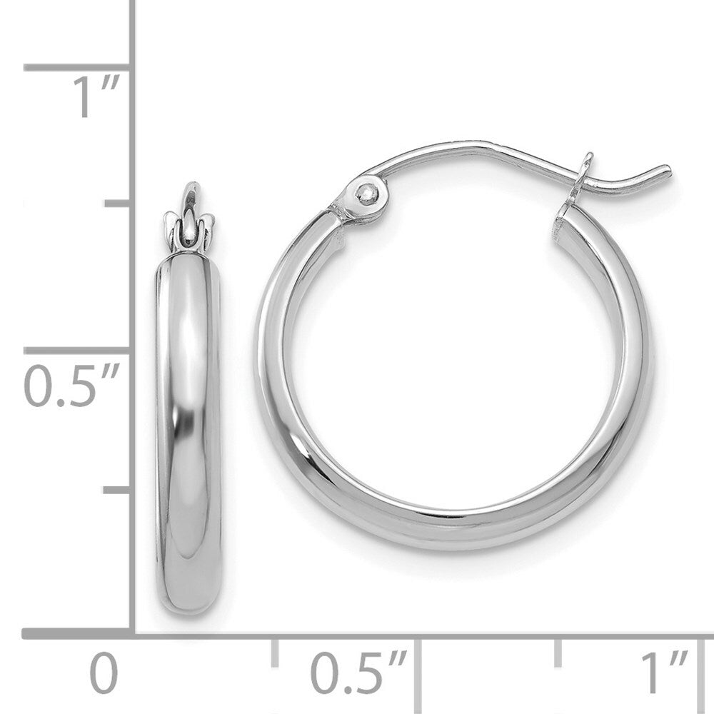 14K White Gold Hoop Earrings  21mm length
