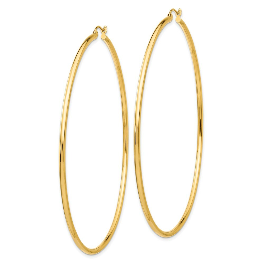 14K Yellow Gold Light Weight Hoop Earrings  75mm length