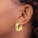 Load image into Gallery viewer, 14K Yellow Gold Diamond Cut Hoop Earrings  22mm length
