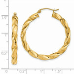 Load image into Gallery viewer, 14K Yellow Gold Light Twisted Hoop Earrings  38mm length

