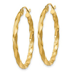 Load image into Gallery viewer, 14K Yellow Gold Polished &amp; Satin Twisted Hoop Earrings 32mm length
