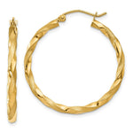 Load image into Gallery viewer, 14K Yellow Gold Polished &amp; Satin Twisted Hoop Earrings 32mm length

