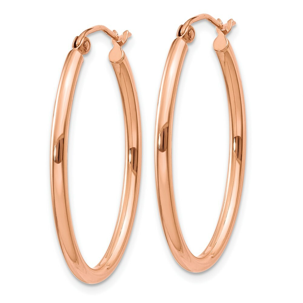 14K Rose Gold Oval Hoop Earrings  33mm length