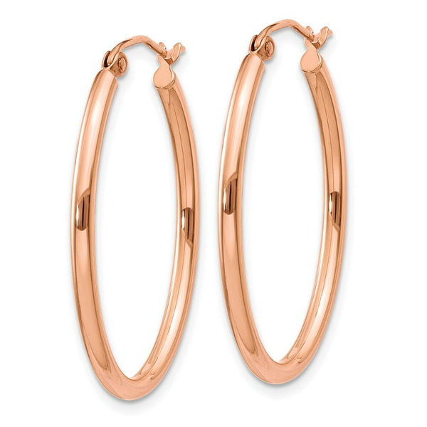 14K Rose Gold Oval Hoop Earrings  33mm length