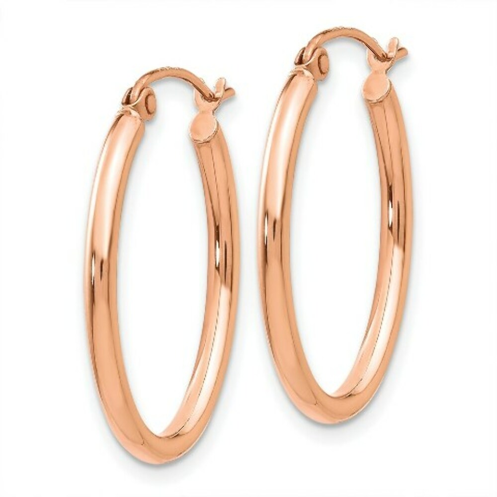 14K Rose Gold Oval Hoop Earrings  26mm length