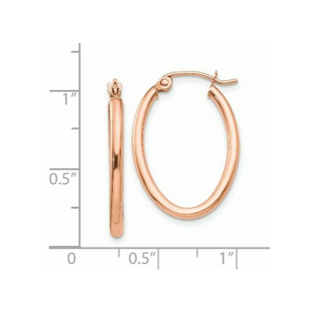 14K Rose Gold Oval Hoop Earrings  26mm length