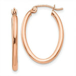 Load image into Gallery viewer, 14K Rose Gold Oval Hoop Earrings  26mm length
