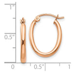 Load image into Gallery viewer, 14K Rose Gold Oval Hoop Earrings  21mm length
