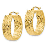 Load image into Gallery viewer, 14K Yellow Gold Diamond Cut Oval Hoop Earrings  25mm length
