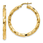Load image into Gallery viewer, 14K Yellow Gold Polished/Textured Post Hoop Earring 33mm length
