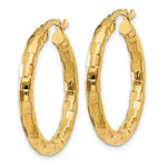 Load image into Gallery viewer, 14K Yellow Gold Polished/Textured Post Hoop Earring 27mm length
